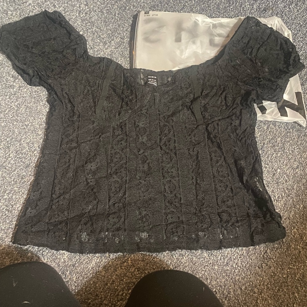 SHEIN Black Lace Blouse